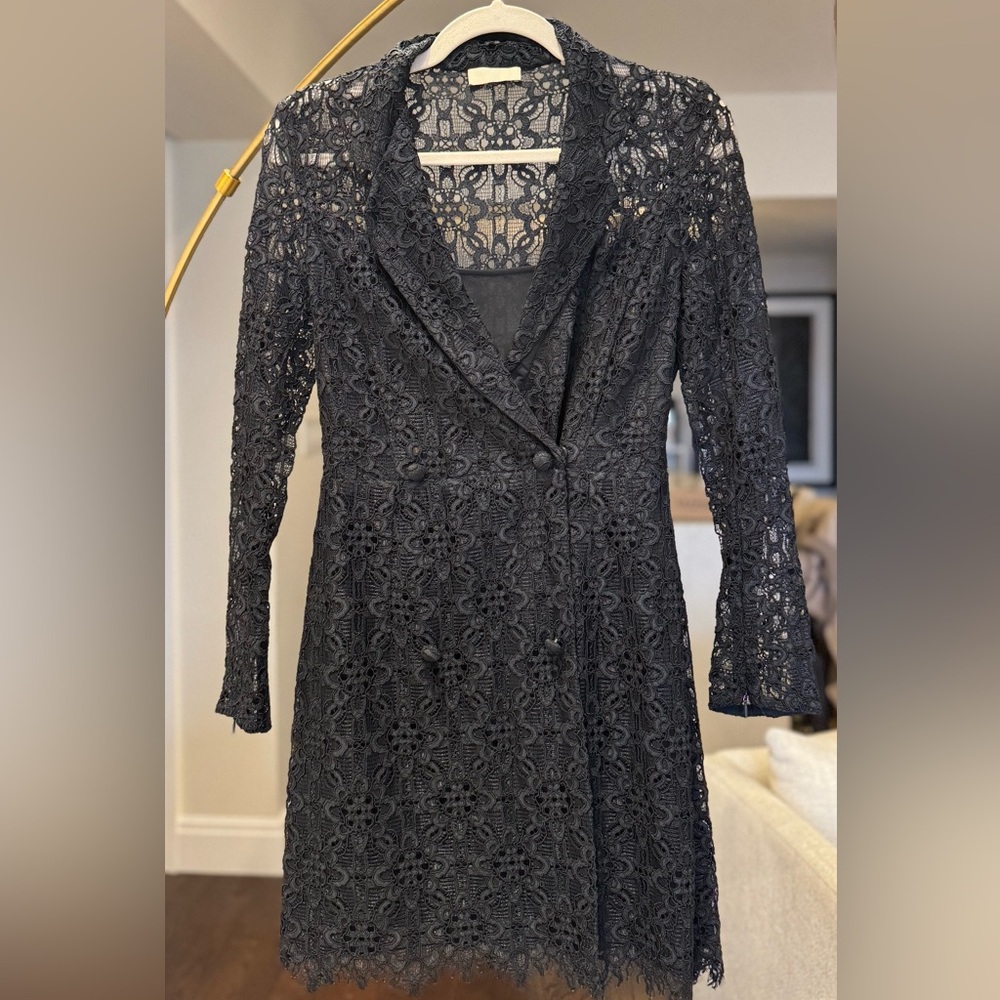 Sandro Navy Lace Blazer Dress